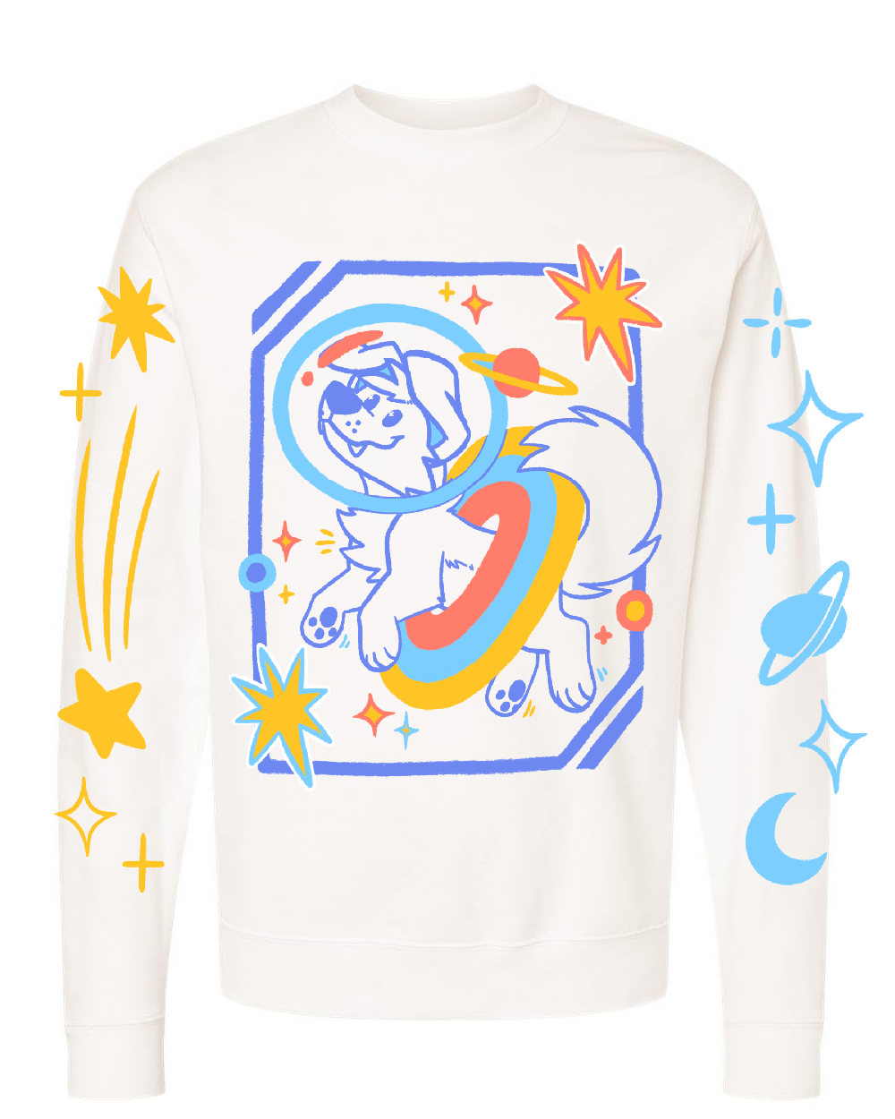 Space Dog Crewneck Sweater - White