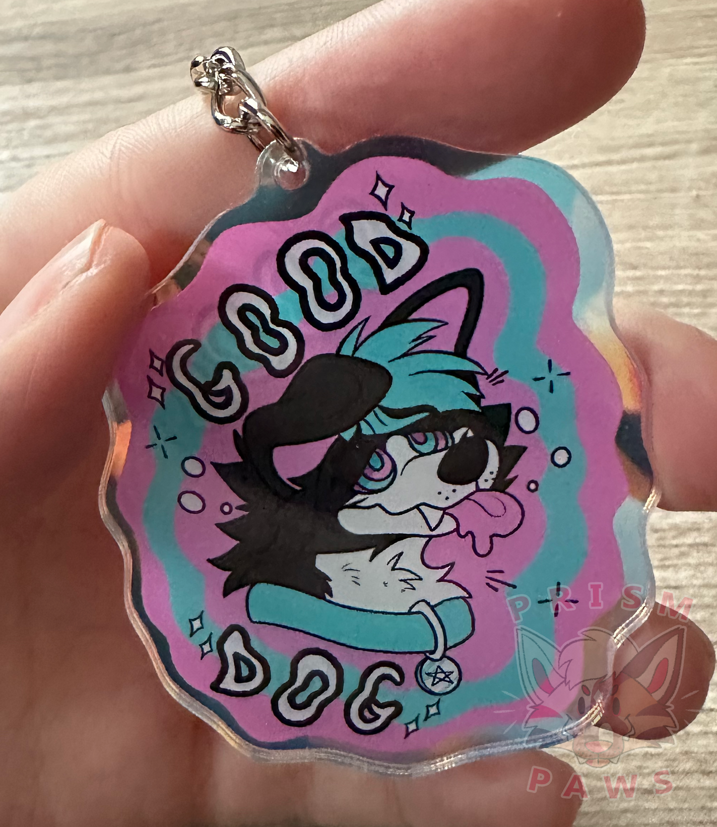Good Dog Hypno Holographic Acrylic Keychain