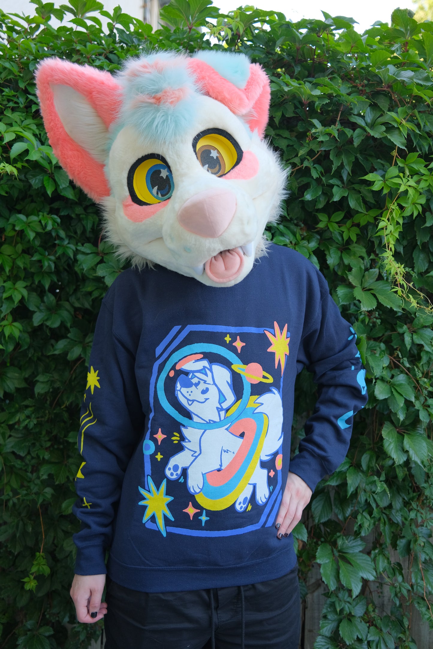 Space Dog Crewneck Sweater - Navy