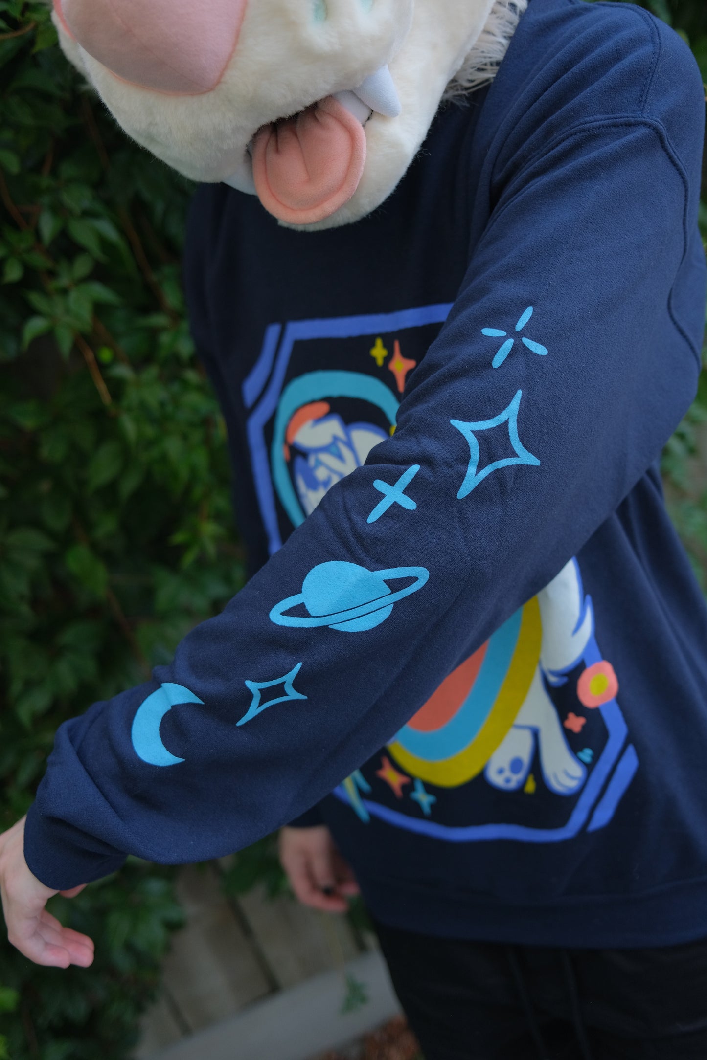 Space Dog Crewneck Sweater - Navy