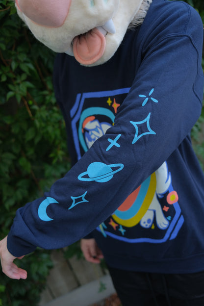 Space Dog Crewneck Sweater - Navy