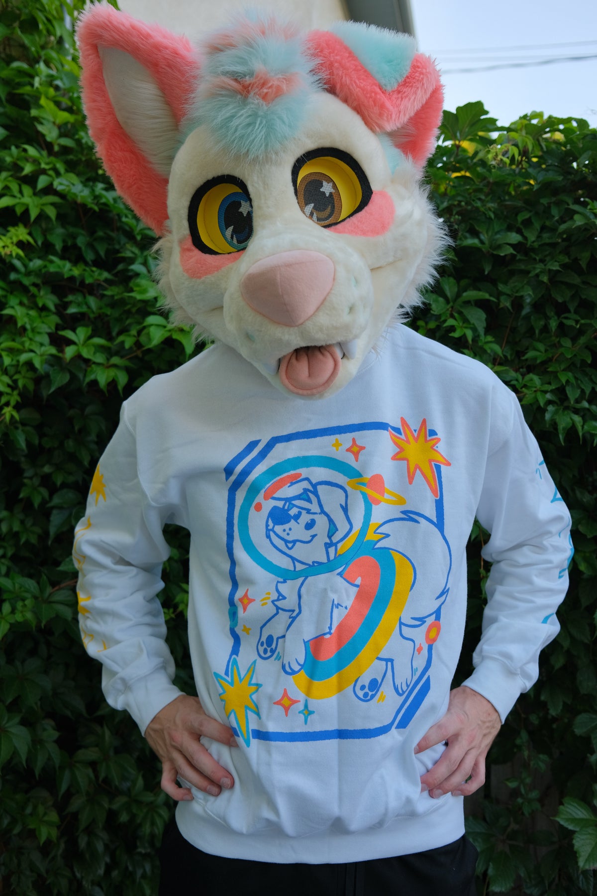 Space Dog Crewneck Sweater - White