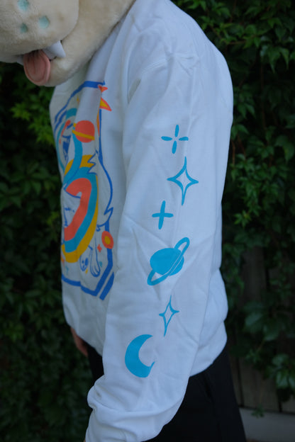Space Dog Crewneck Sweater - White