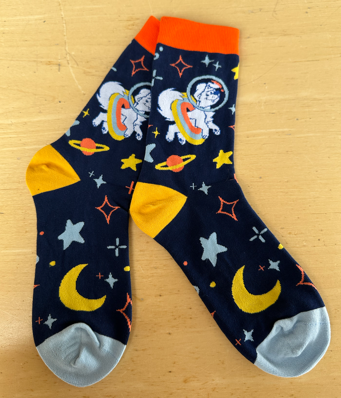 Space Dog Unisex Crew Socks - Dark Blue