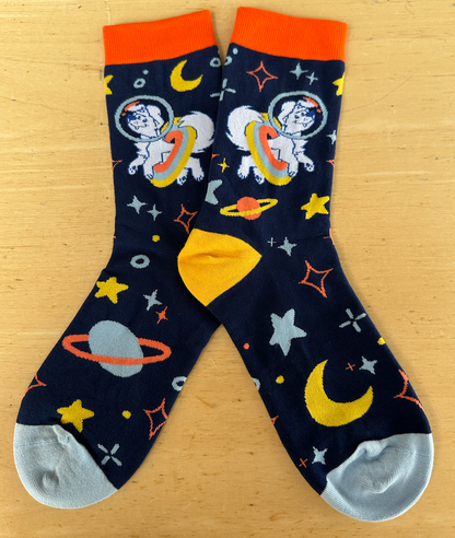 Space Dog Unisex Crew Socks - Dark Blue