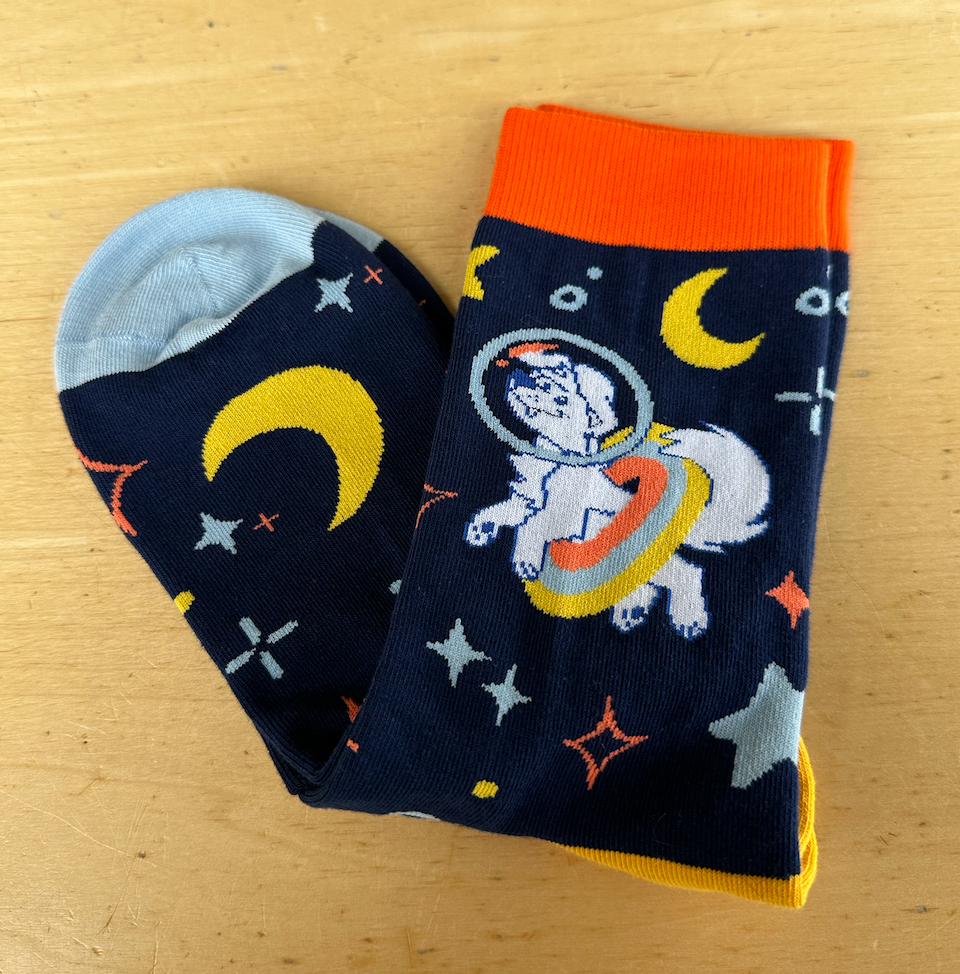 Space Dog Unisex Crew Socks - Dark Blue
