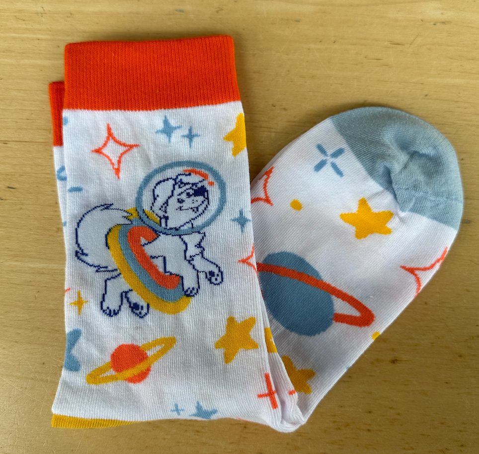 Space Dog Unisex Crew Socks - White