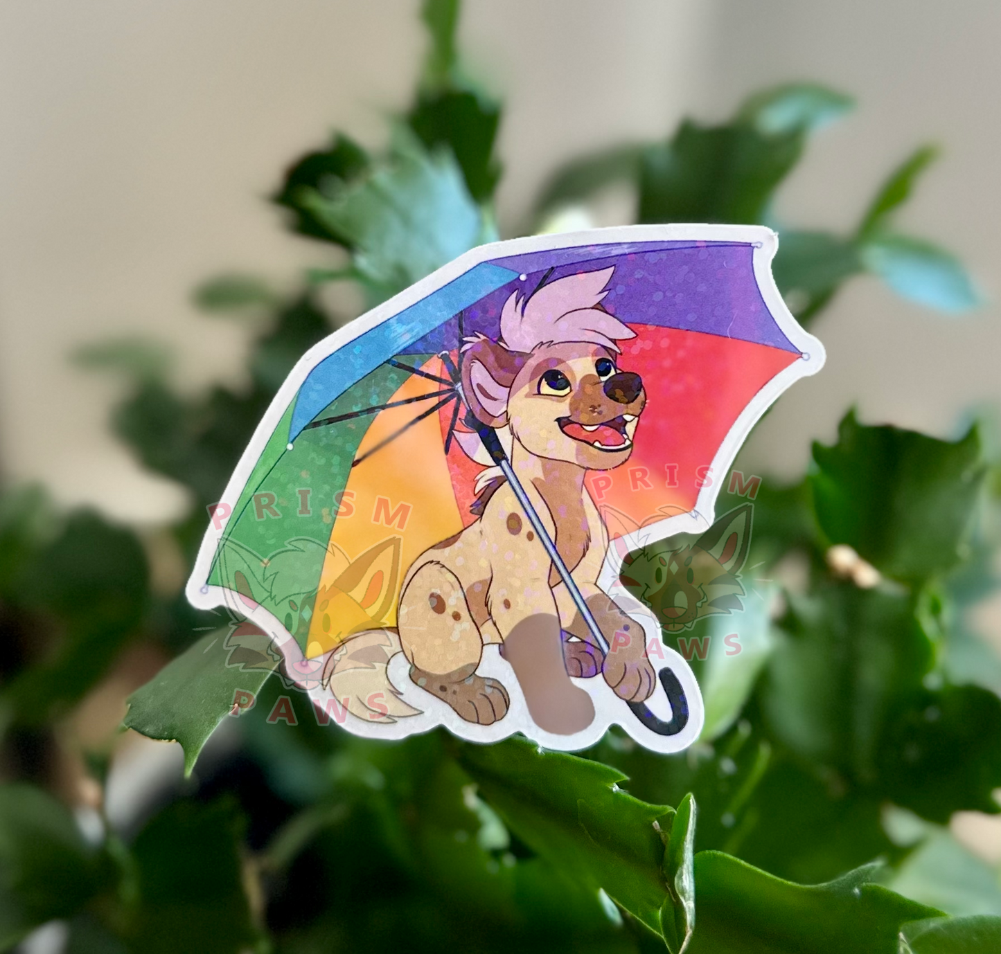 Rainbow Umbrella Febz Hyena Sticker